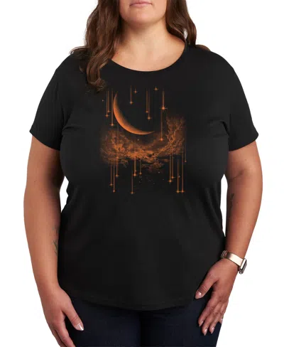 Hybrid Apparel Plus Size Halloween Moon Graphic Tee In Black