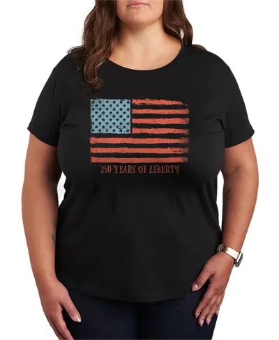 Hybrid Apparel Plus Size Instant Message 250 Years Of Liberty Flag Vintage Faded Short-sleeve Graphic T-shirt In Blue