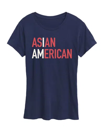 Hybrid Apparel Plus Size Instant Message Am Asian American Graphic T-shirt In Blue