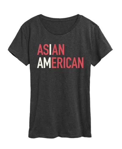 Hybrid Apparel Plus Size Instant Message Am Asian American Graphic T-shirt In Gray
