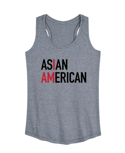 Hybrid Apparel Plus Size Instant Message Am Asian American Racerback Graphic Tank T-shirt In Gray