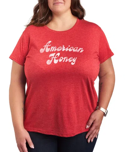 Hybrid Apparel Plus Size Instant Message American Honey Graphic Crewneck T-shirt In Gold
