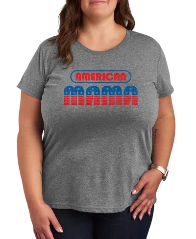 Hybrid Apparel Plus Size Instant Message American Mama Graphic Crewneck T-shirt In Multi