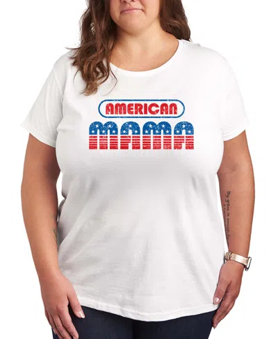 Hybrid Apparel Plus Size Instant Message American Mama Graphic Crewneck T-shirt In White