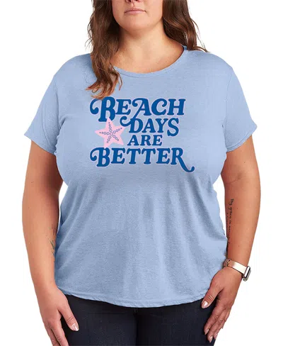Hybrid Apparel Plus Size Instant Message Beach Days Are Better Short-sleeve Graphic T-shirt In Blue