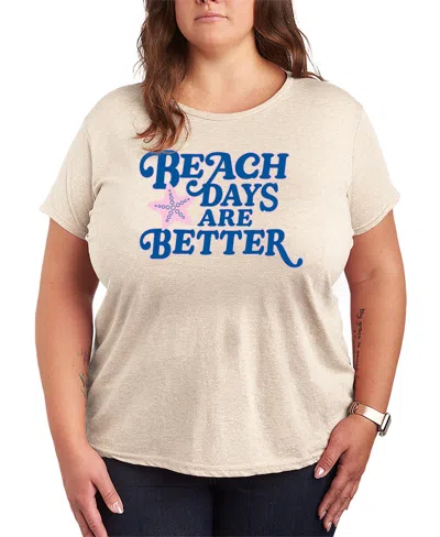 Hybrid Apparel Plus Size Instant Message Beach Days Are Better Short-sleeve Graphic T-shirt In Neutral