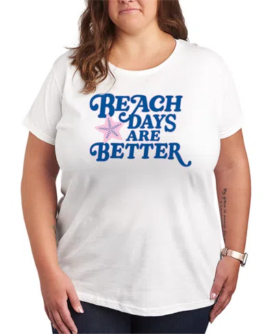Hybrid Apparel Plus Size Instant Message Beach Days Are Better Short-sleeve Graphic T-shirt In White