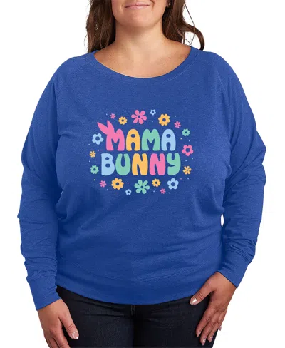 Hybrid Apparel Plus Size Instant Message Bunny Mama French Terry Long-sleeve T-shirt In Blue