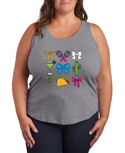 Hybrid Apparel Plus Size Instant Message Cinco De Mayo Bows Racerback Graphic Tank Top In Gray