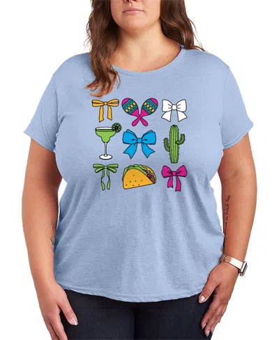 Hybrid Apparel Plus Size Instant Message Cinco De Mayo Bows Short-sleeve Graphic T-shirt In Blue