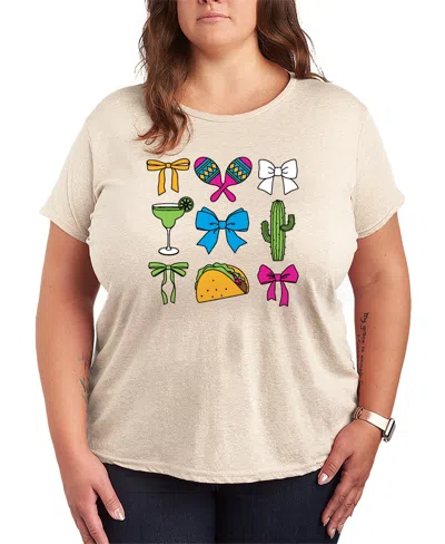 Hybrid Apparel Plus Size Instant Message Cinco De Mayo Bows Short-sleeve Graphic T-shirt In Neutral