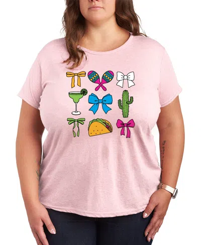 Hybrid Apparel Plus Size Instant Message Cinco De Mayo Bows Short-sleeve Graphic T-shirt In Pink