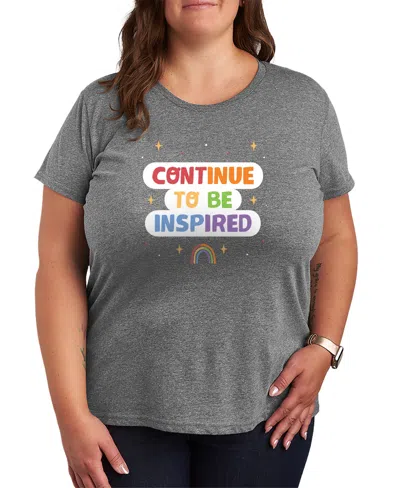 Hybrid Apparel Plus Size Instant Message Continue To Be Inspired Graphic T-shirt In Gray