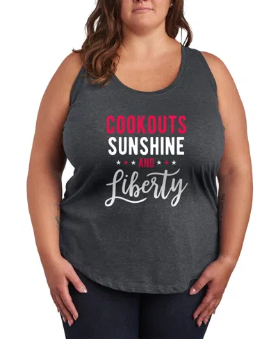 Hybrid Apparel Plus Size Instant Message Cookouts Sunshine And Liberty Racerback Graphic Tank Top In Black
