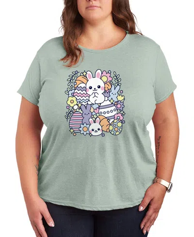 Hybrid Apparel Plus Size Instant Message Easter Sticker Collage Short-sleeve Graphic T-shirt In Green