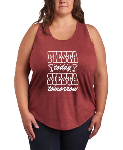 Hybrid Apparel Plus Size Instant Message Fiesta Today Siesta Tomorrow Racerback Graphic Tank Top In Brown