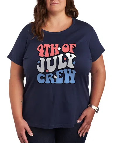 Hybrid Apparel Plus Size Instant Message Fourth Of July Crew Short-sleeve Graphic T-shirt In Blue