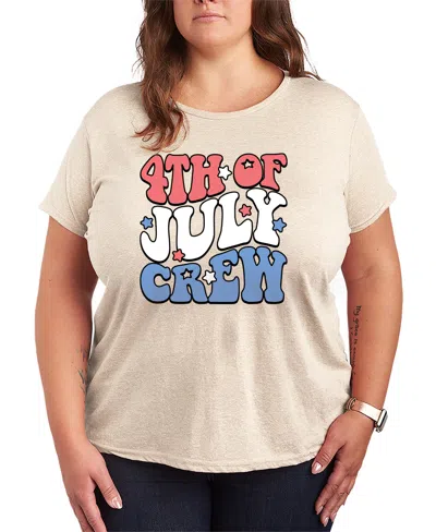 Hybrid Apparel Plus Size Instant Message Fourth Of July Crew Short-sleeve Graphic T-shirt In Neutral