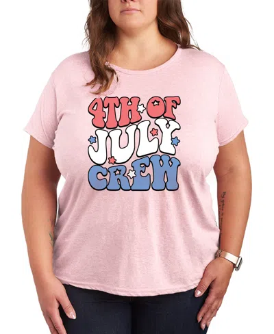Hybrid Apparel Plus Size Instant Message Fourth Of July Crew Short-sleeve Graphic T-shirt In Pink