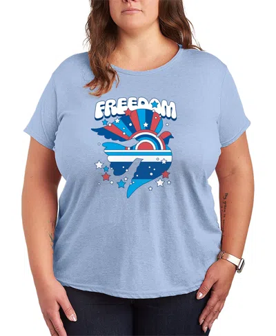 Hybrid Apparel Plus Size Instant Message Freedom Dove Short-sleeve Graphic T-shirt In Blue