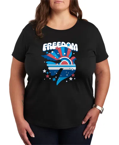 Hybrid Apparel Plus Size Instant Message Freedom Dove Short-sleeve Graphic T-shirt In Black