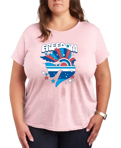 Hybrid Apparel Plus Size Instant Message Freedom Dove Short-sleeve Graphic T-shirt In Pink