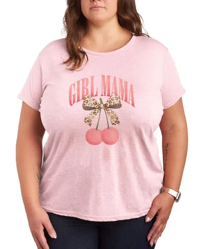 Hybrid Apparel Plus Size Instant Message Girl Mama Cherries Short-sleeve Graphic T-shirt In Pink