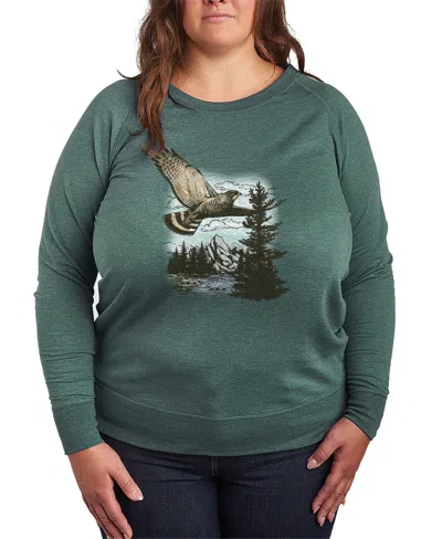 Hybrid Apparel Plus Size Instant Message Hawk Nature French Terry Pullover T-shirt