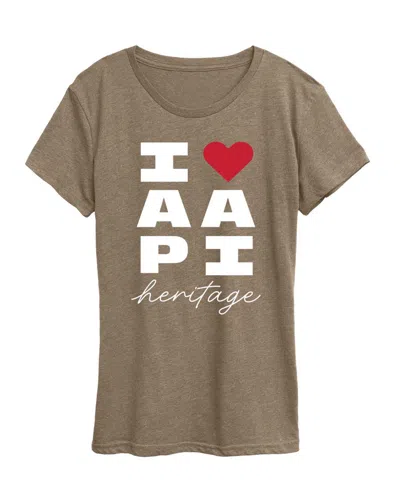 Hybrid Apparel Plus Size Instant Message Heart Aapi Heritage Graphic T-shirt In Brown