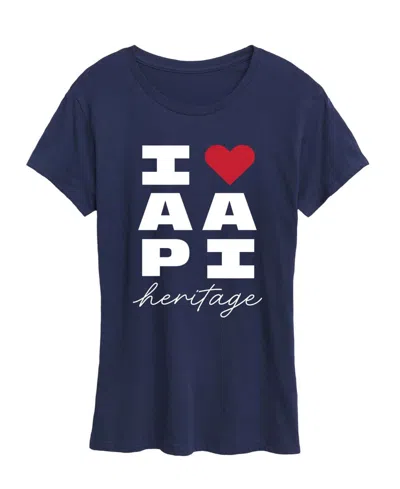 Hybrid Apparel Plus Size Instant Message Heart Aapi Heritage Graphic T-shirt In Blue