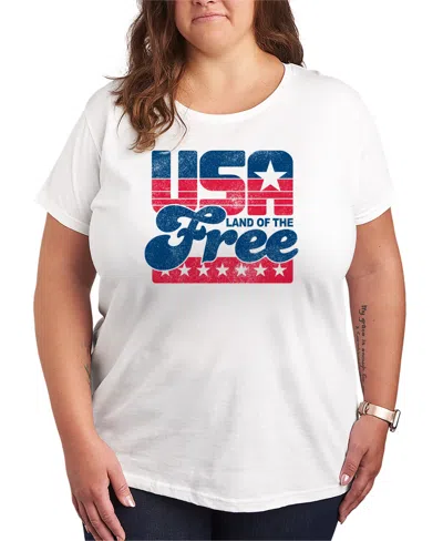 Hybrid Apparel Plus Size Instant Message Land Of The Free Short-sleeve Graphic T-shirt In Multi