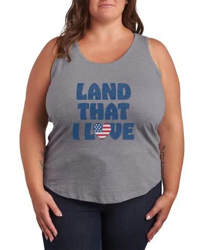 Hybrid Apparel Plus Size Instant Message Land That Love Racerback Graphic Tank Top In Gray