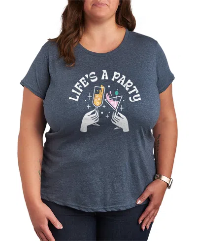 Hybrid Apparel Plus Size Instant Message Lifes Party Short-sleeve Graphic T-shirt In Blue