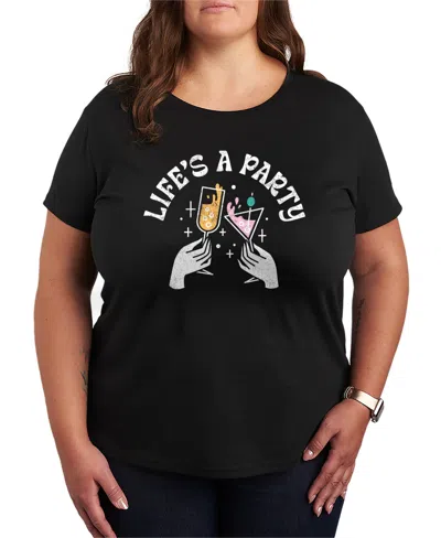Hybrid Apparel Plus Size Instant Message Lifes Party Short-sleeve Graphic T-shirt In Multi