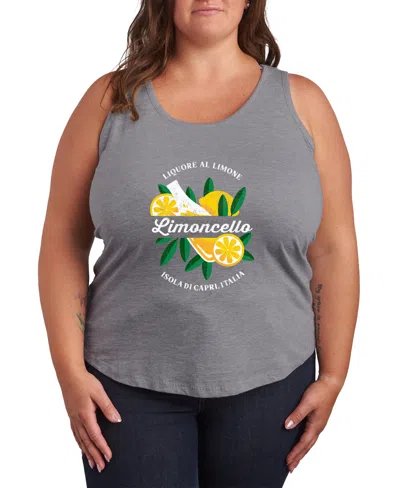 Hybrid Apparel Plus Size Instant Message Limoncello Racerback Graphic Tank Top In Gray