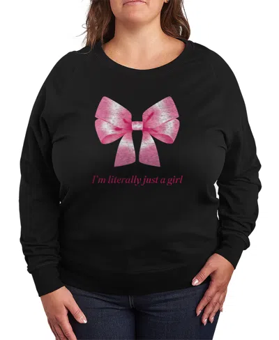 Hybrid Apparel Plus Size Instant Message Literally Just Girl French Terry Long-sleeve T-shirt In Black