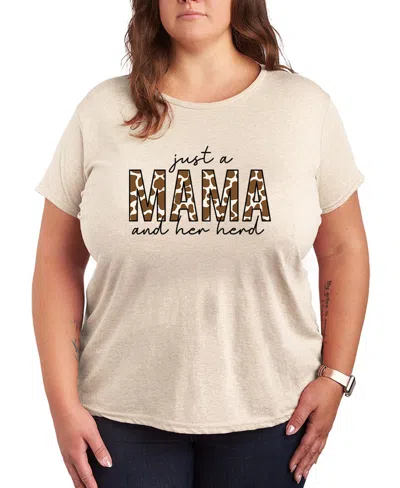 Hybrid Apparel Plus Size Instant Message Mama And Her Herd Short-sleeve Graphic T-shirt In Neutral