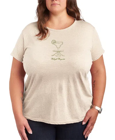 Hybrid Apparel Plus Size Instant Message Midnight Margaritas Short-sleeve Graphic T-shirt In Neutral