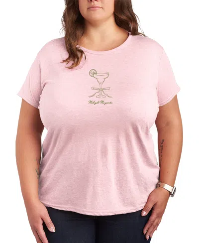 Hybrid Apparel Plus Size Instant Message Midnight Margaritas Short-sleeve Graphic T-shirt In Pink