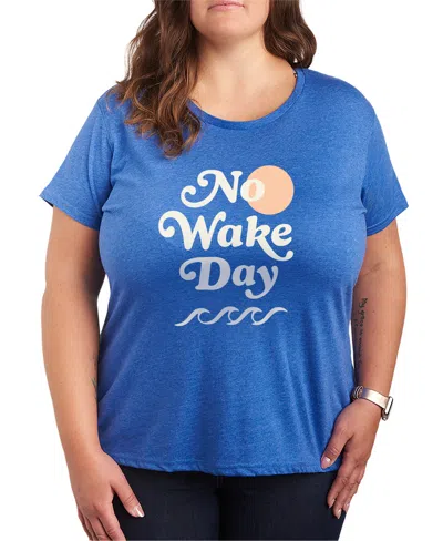 Hybrid Apparel Plus Size Instant Message No Wake Day Short-sleeve Graphic T-shirt In Blue