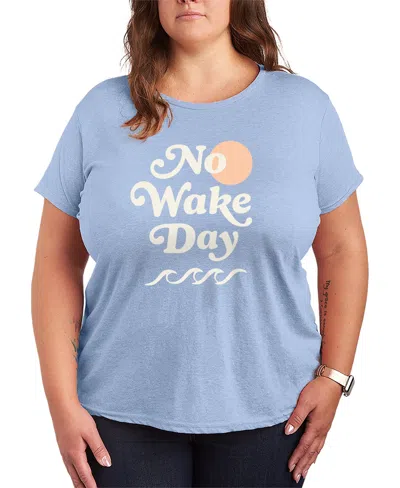 Hybrid Apparel Plus Size Instant Message No Wake Day Short-sleeve Graphic T-shirt In Blue