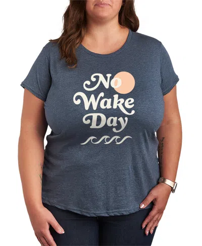 Hybrid Apparel Plus Size Instant Message No Wake Day Short-sleeve Graphic T-shirt In Blue