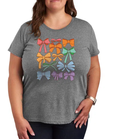 Hybrid Apparel Plus Size Instant Message Pride Coquette Bows Short-sleeve Graphic T-shirt In Gray