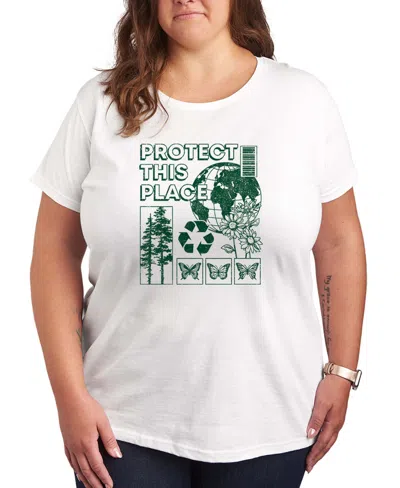 Hybrid Apparel Plus Size Instant Message Protect This Place Short-sleeve Graphic T-shirt In White