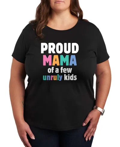 Hybrid Apparel Plus Size Instant Message Proud Mama Short-sleeve Graphic T-shirt In Black