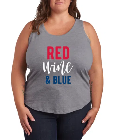 Hybrid Apparel Plus Size Instant Message Red Wine And Blue Racerback Graphic Tank Top In Brown