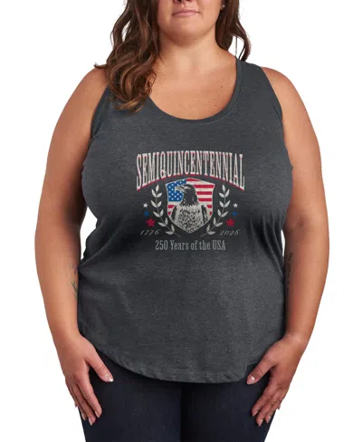 Hybrid Apparel Plus Size Instant Message Semiquincentennial Collegiate Racerback Graphic Tank Top In Gray