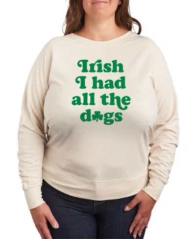 Hybrid Apparel Plus Size Instant Message St. Patrick's Day Irish I Had All The Dogs French Terry Graphic Crewneck T In Blue