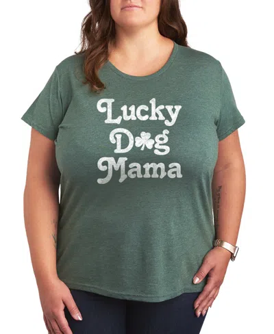 Hybrid Apparel Plus Size Instant Message St. Patrick's Day Lucky Dog Mama Graphic Crewneck T-shirt In Green