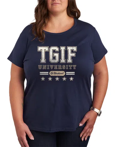 Hybrid Apparel Plus Size Instant Message Tgif University Graphic T-shirt In Blue